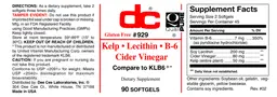 Label for Kelp Lecithin B-6 Cider Vinegar