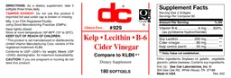 Label for Kelp Lecithin B-6 Cider Vinegar