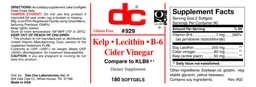 Label for Kelp Lecithin B-6 Cider Vinegar