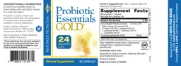 Label for Probiotic Essentials GOLD 24 Billion CFU