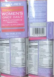 Label for Women's Once Daily Multivitamin & Mineral