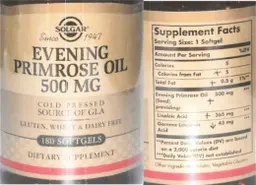 Label for Evening Primrose Oil 500 mg