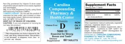 Label for Vitamin D 5000 IU