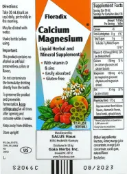 Label for Calcium Magnesium