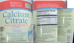 Label for Calcium Citrate