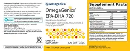 Label for OmegaGenics EPA-DHA 720 Natural Lemon-Lime Flavor