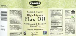 Label for Certified Organic High Lignan Flax Oil