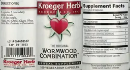 Label for The Original Wormwood Combination