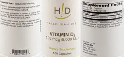 Label for Vitamin D3 125 mcg (5,000 I.U.)