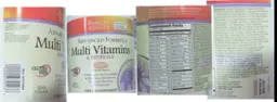 Label for Advanced Formula Multi Vitamins & Minerals