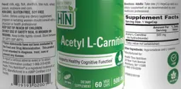 Label for Acetyl L-Carnitine 500 mg