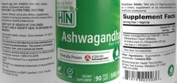 Label for Ashwagandha Root Extract 500 mg
