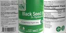 Label for Black Seed Oil 500 mg