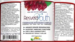 Label for ResveraYouth Powerhouse Antioxidant Complex