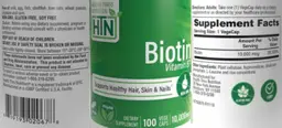 Label for Biotin 10,000 mcg