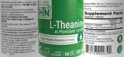 Label for L-Theanine 200 mg