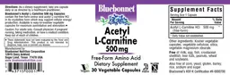 Label for Acetyl L-Carnitine 500 mg