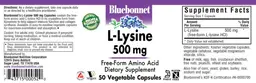 Label for L-Lysine 500 mg