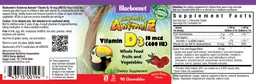 Label for Vitamin D3 400 IU Mixed Berry Flavor