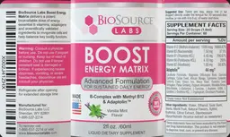 Label for Boost Energy Matrix Vanilla Mint Flavor