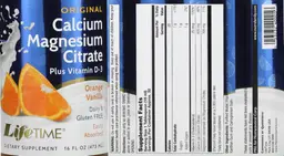 Label for Calcium Magnesium Citrate Plus Vitamin D-3 Orange Vanilla