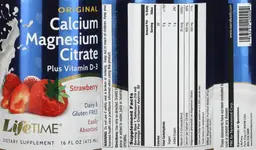Label for Calcium Magnesium Citrate Plus Vitamin D-3 Strawberry