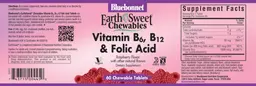 Label for Vitamin B6, B12 & Folic Acid Raspberry Flavor