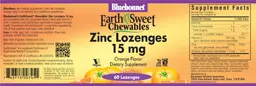 Label for Zinc Lozenges 15 mg Orange Flavor