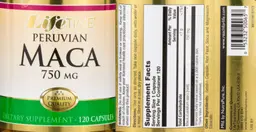 Label for Peruvian Maca 750 mg
