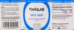 Label for Zinc Caps 30 mg