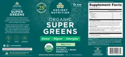Label for Organic Super Greens Mint Flavor