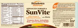 Label for Advanced Formula SunVite With Biotin