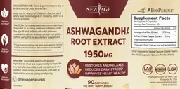 Label for Ashwagandha Root Extract 1950 mg