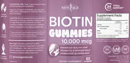 Label for Biotin Gummies 10,000 mcg