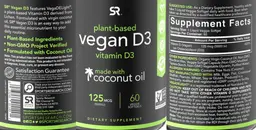 Label for Vegan D3 125 mcg (5000IU)