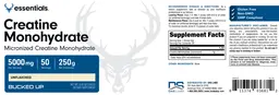 Label for Creatine Monohydrate Unflavored