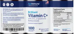 Label for Brilliant Vitamin C+ 1000 mg
