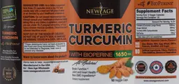 Label for Turmeric Curcumin 1650 mg