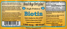 Label for Biotin 5,000 mcg