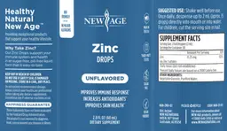 Label for Zinc Drops Unflavored