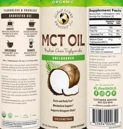 Label for MCT Oil Unflavored