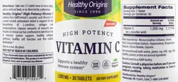 Label for Vitamin C 1,000 mg