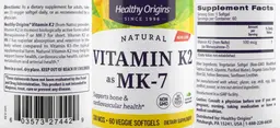 Label for Vitamin K2 as MK-7 100 mcg