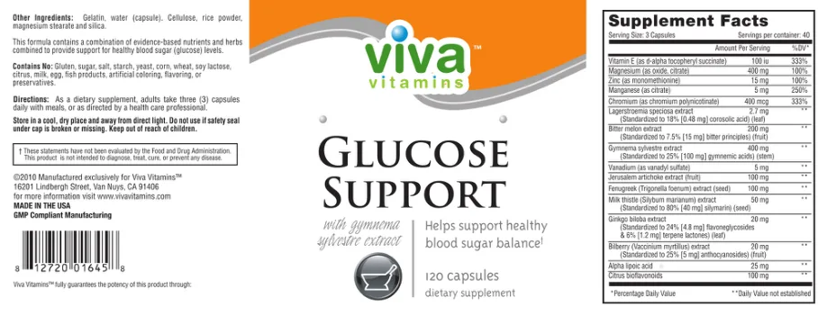 Label for Glucose Support