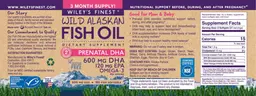 Label for Wild Alaskan Fish Oil Prenatal DHA 600 mg