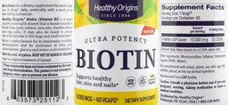 Label for Biotin 10,000 mcg