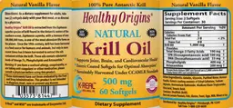 Label for Krill Oil 500 mg Natural Vanilla Flavor