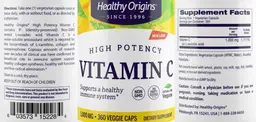 Label for Vitamin C 1,000 mg