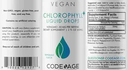 Label for Chlorophyll+ Liquid Drops Peppermint Flavor