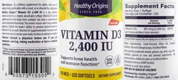 Label for Vitamin D3 2,400 IU 60 mcg